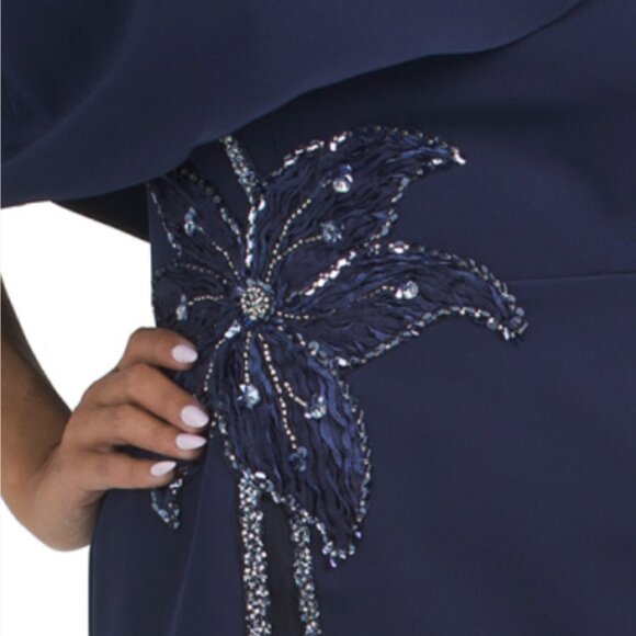 RENE BY RENE RUIZ 2pc Cape Gown With Beaded Applique - Picture 2 of 6